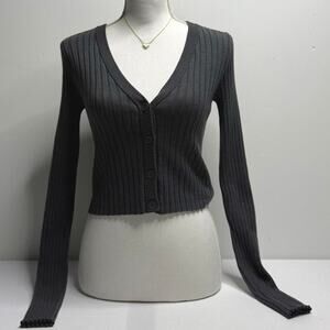Aerie Brand New With Tag Size Small Grey LightWeight Long Sleeve Button Up Top